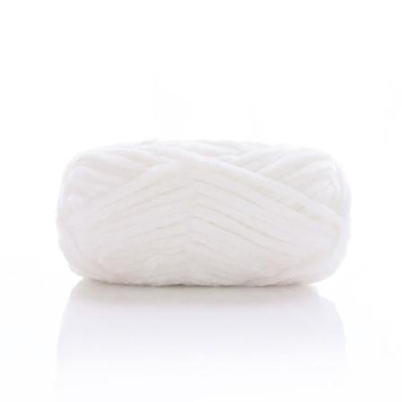 Chenille-sammetgarn Chunky stickade kardade trådar VIT white
