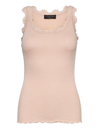Silk Top W/ Lace T-shirts & Tops Sleeveless Rosa Rosemunde*Betinget Tilbud