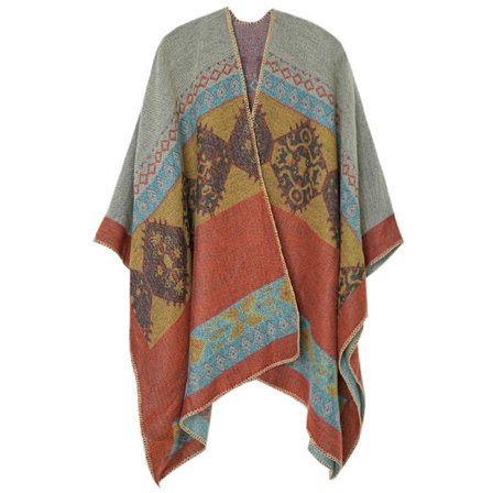 Damernas Retro Etnisk Wrap Scarf Pashmina Shawl Poncho Cardigan