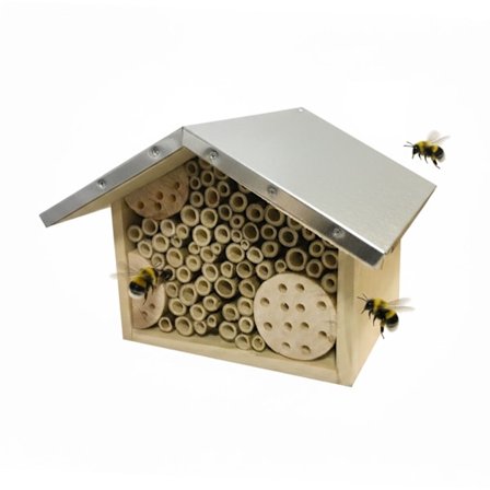 Bihotel med metaltag til vilde bier