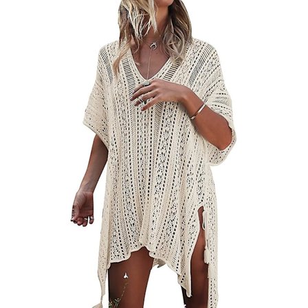 Dame Strikket Strandkjole Sommer Strand Poncho Strandferie Badetøj Bikini Cover-ups