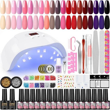 Gel Nail Polish Set Starter Set med lampa 36W U V / LED, 20 färger Nail Set Gel Nails Starter Set