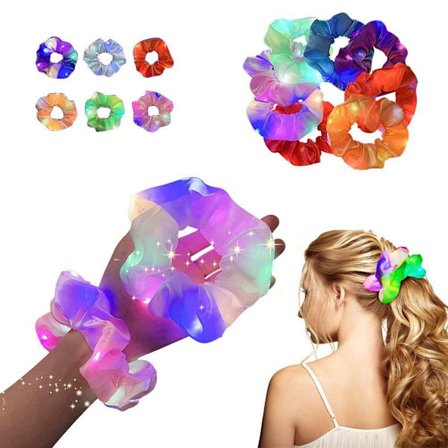 6 Pcs LED Light Scrunchies Elastic Glowing Hair Bands for Girls Party Headwear