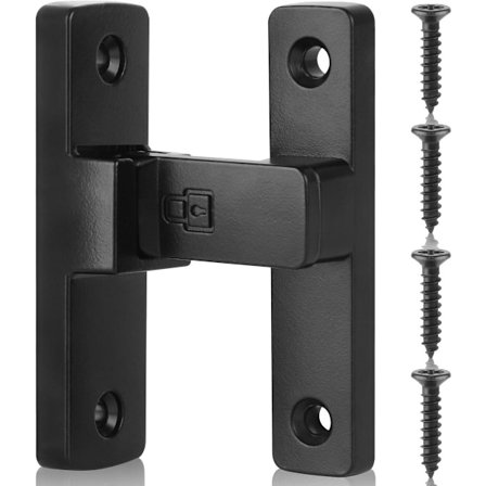 1-delt - 90-graders vippebodsdørlås med skruer - Sikkerhetslås - Svart