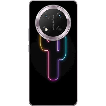 Kompatibelt Mobildeksel til Honor Honor Magic7 Lite Neonillustrasjon av kaktus i rosa og blått lys mot mørk bakgrunn