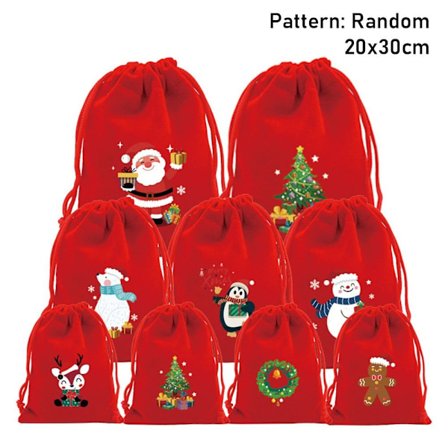 5/10 stk julefløyelsposer Godteri Snack Gavepose 20X30CM5STK
