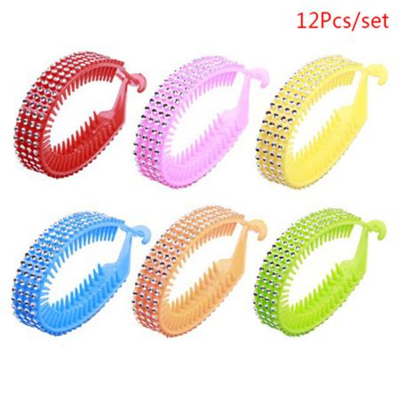 12 st Dam Rhinestone Hästsvans Hårklor Hårklämmor Hårnål P