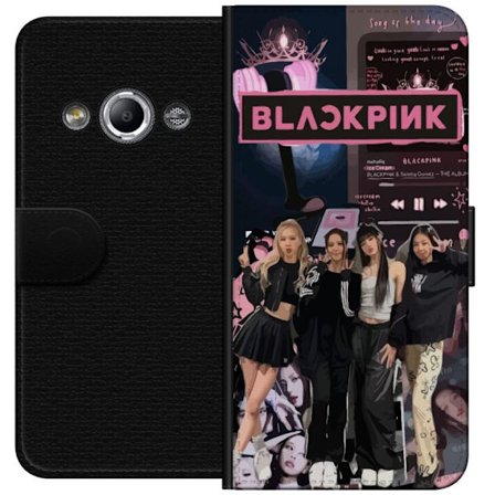 Yhteensopiva Lompakkokotelo Samsung Galaxy Xcover 3 BLACKPINK kollaasi musiikkisoittimella, muotiestetiikalla ja vaaleanpunaisella mustalla väriteema
