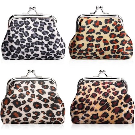 4 kappaletta Leopardi Kolikkopussi Kolikkopussi Solki Clic Clac Vintage Wa
