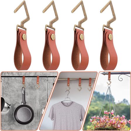 4 st bruna S-krokar för att hänga kastruller och stekpannor, kaffekoppar, kläder