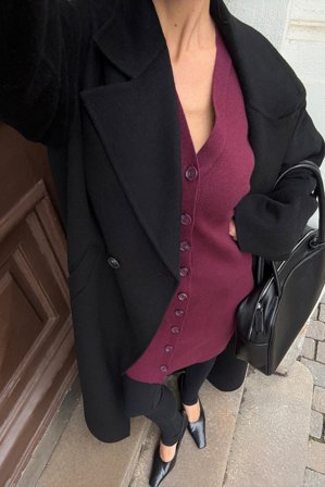 NA-KD Knitted Sculptural Mini Dress - Strikkjoler - Burgundy - S (EU 34-36)