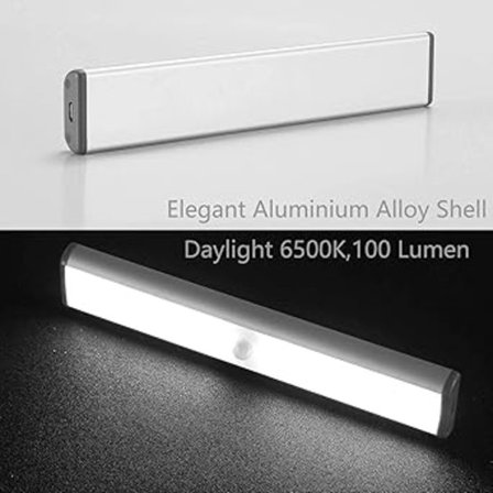 3-pak Opgraderede USB Genopladelige 10 LED Magnetiske Bevægelsessensorer