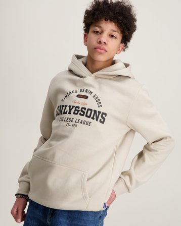 ONLY & SONS JUNIOR OSJCERES REG VINTAGE PRINT HOOD SWT NOOS Cremefärgad Hoodies/Hættetrøjer Dreng - Kids Brand Store