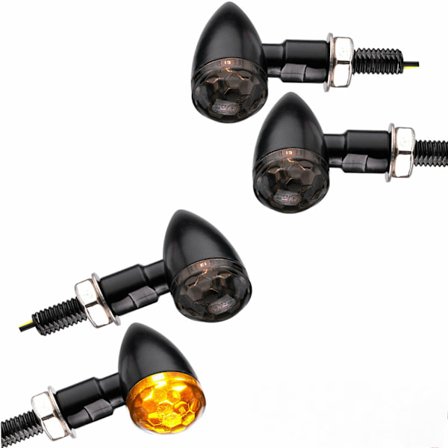 Motorsykkel Mini Blinklys Stil Svart 4-pakning E-godkjent