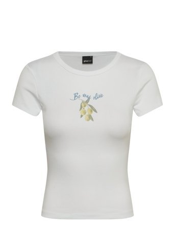 Gina Tricot Printed Tight Top - White - S