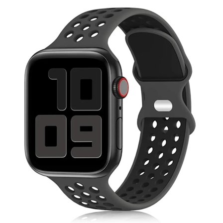 Kompatibel med Apple Watch-reim 44mm 40mm 41mm 45mm Luftehull silikonarmbånd iWatch Series 8/7 6 SE 5 4 3 Ultra 2 49mm Svart 03 49mm-42-44-45mm ML