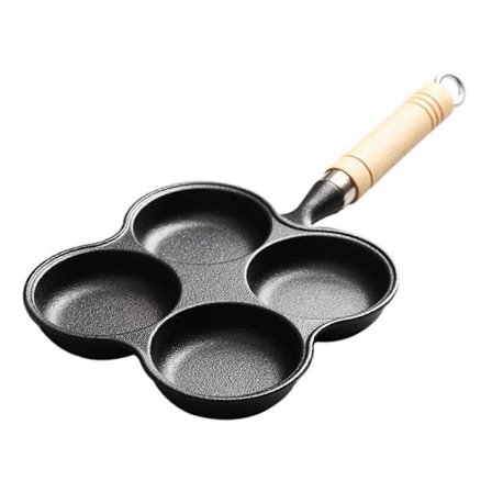 4 Kopper Eggpanne Støpejern Non-Stick Eggstekepanne for Induksjonstopp Gasskomfyr