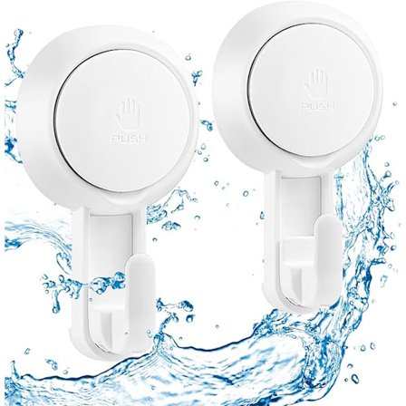 2-pack Kraftfulla Väggsugkoppskrokar 5KG, Plast Vakuumkrok Handdukshållare Badrock Krans Kappa Diskhandduk Sugpropp