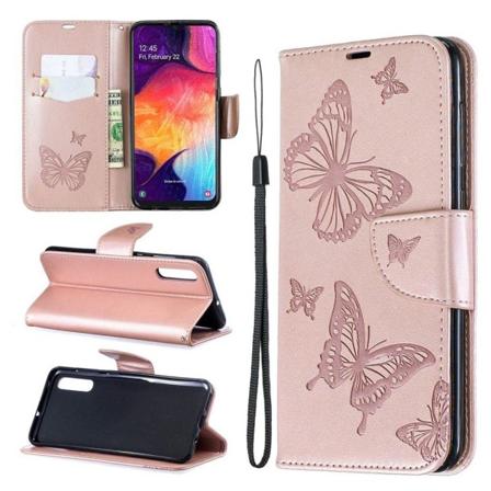 Butterfly Samsung Galaxy A50 etui - Lyserød Pink