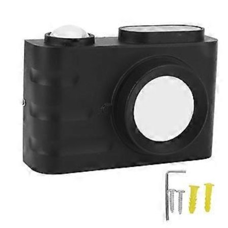 LED-seinävalaisin, ainutlaatuinen kameran muoto, vedenpitävä, käytävä- ja porrasvalaisin sisä- ja ulkokäyttöön, lämmin valo 85–265 V, musta