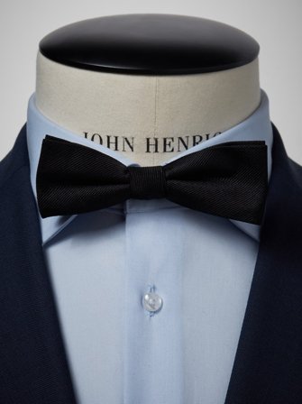John Henric Men's Black Pique Bow Tie Size Pre-tied