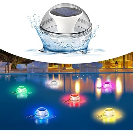 Poollys, flydende poollys, IP65 vandtætte flydende poollys, solenergi damlampe med farveskiftende vandtæt kuglelys til svømning