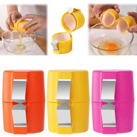 3-pakks Eggeskallåpner, 2025 Ny Eggknuser for Rå Egg, Håndholdt Eggbryter Multifunksjonell Eggkutter Eggknuser og Separator
