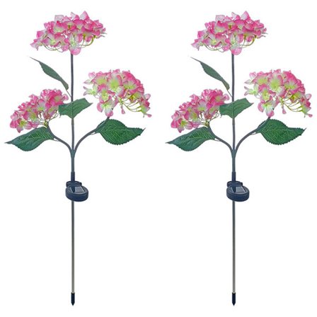 2 kpl aurinkokennovaloja ulkokäyttöön, värikkäät, hortensian kukka valot