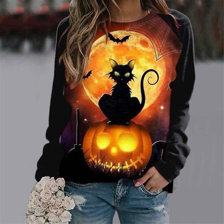 Naisten Halloween collegepaidat Kurpitsa Face Tanssi Luuranko Paita Pitkähihainen Villapaita Hauska Graafinen Neulepusero style 7 M