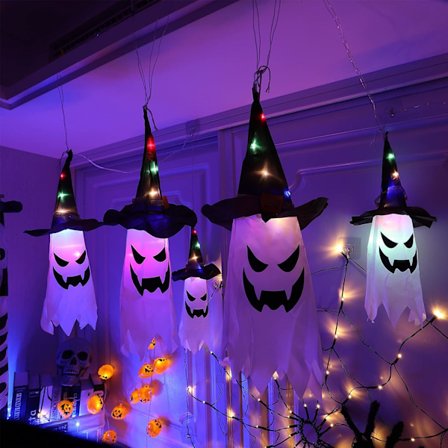 Ulkoilman Halloween-koristeet Ripustettava haamu noitakoruilla, 5 Pa
