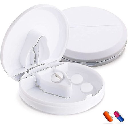 2 kpl Pill Cutter, Kannettava Pyöreä Pill Splitter Terällä Ja Säilytyksellä