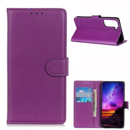 Samsung Galaxy S21 - Litchi Textur Fodral - Lila Purple Lila