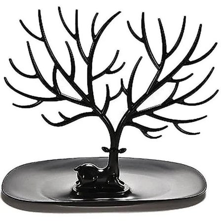 /EA/Smykkeskrin Hjortegevir Tre Smykkestativ Display Øredobb Halskjedeholder Smykkestativ Rack Oppbevaring Svart