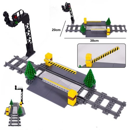 MOC City Train Rail Crossing Tracks Sæt Stud Gap Triple Switch Mursten Byggeklodser Teknisk Oplys legetøj til børn