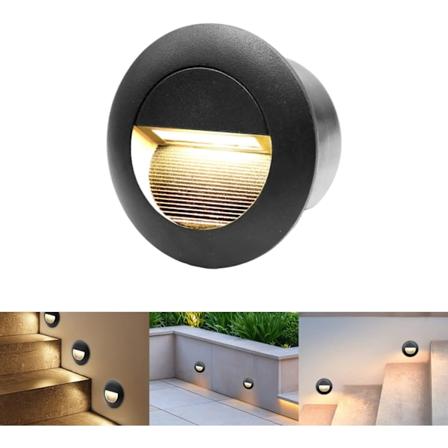 Py re upotettu portaikkovalaisin - 65 mm alumiininen vedenpit v sein valaisin, musta warm white (black house) 1er