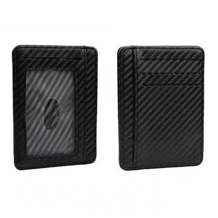 Kortholder i kulfiber med vindueslomme - Sort