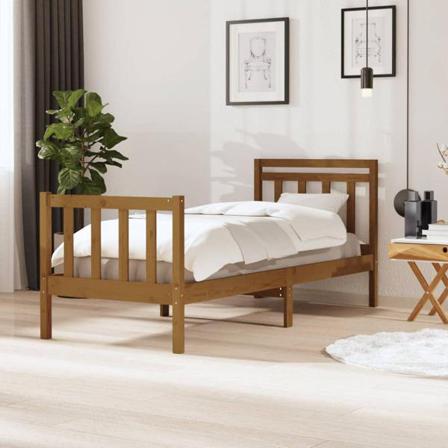 Vidaxl Sängram Honungsbrun Massivt Trä 90x190 Cm 3ft6 Brun