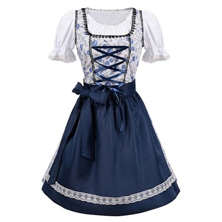Oktoberfest blondekjole med forkle Festival Tradisjonelle bayerske ølkostymer Tyske Dirndl-festkjoler Blå Blue-XA Blue L
