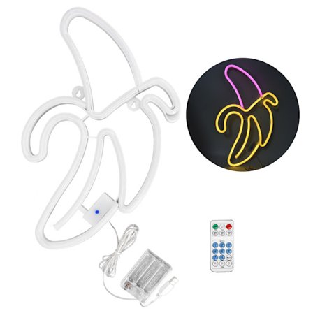 Flerfarvet LED Banan Neon Lys til Familie Restaurant Ferie Vægindretning Pink Hoved Varm Hud