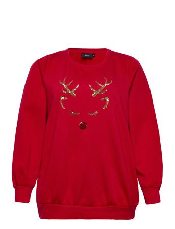 Mchristmas, L/S, Sweat Sweatshirt Trøje Rød Zizzi