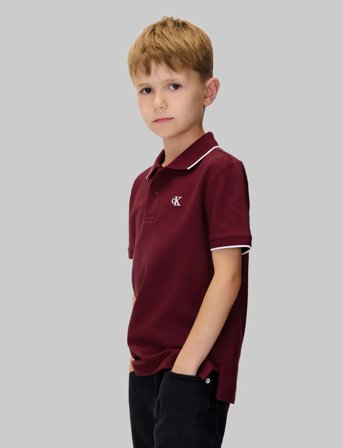 Calvin Klein Tipping Regular Ss Polo - Burgundy - 164