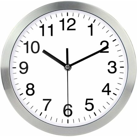 1 kpl hopeinen seinäkello 12 tuuman metallikehys lasikansi numero ei