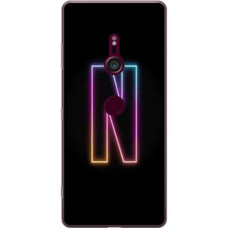 Kompatibelt Mobildeksel til Sony Sony Xperia XZ3 Minimalistisk neonbokstav N i fargeskiftende lys mot svart bakgrunn
