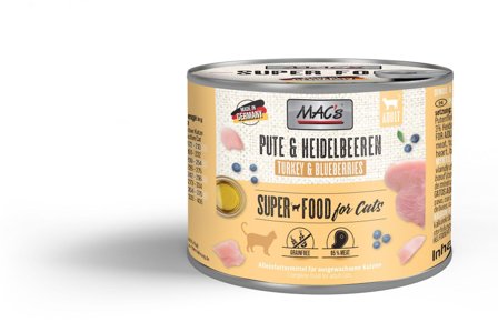 Mac's Super Food for Cats Kalkun og Blåbær 6x800g - Våtfôr