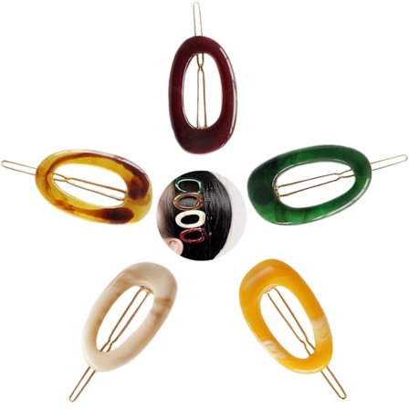 5 stk. Marmor hårklemmer Akryl ovale spænder Udhulede Vintage franske hårnåle Hårtilbehør til kvinder Piger