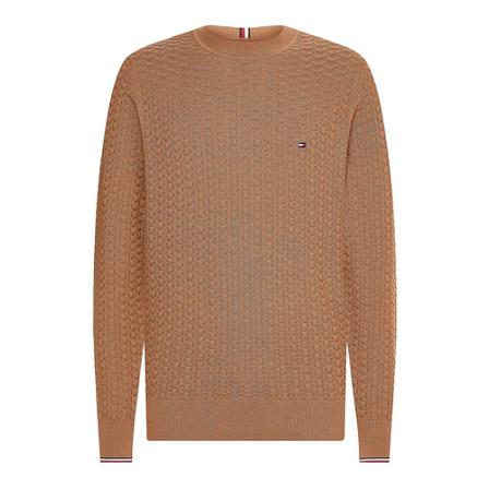 Tommy Hilfiger, Structured Weave Sweater Bruin, Heren, Maat:M