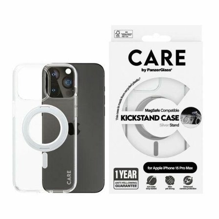 CARE by PanzerGlass Kickstand-etui MagSafe for iPhone 15 Pro Max - sølv