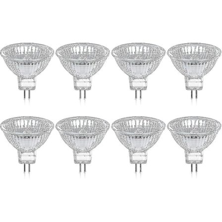 Pakke med 8 halogenpærer GU5.3 MR16 35W 12V Dimbar - varmhvit 2800K, 400 lumen, deksel Jz [DB]