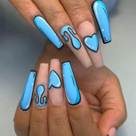 24 stk Fake Nails Long French W352 W352