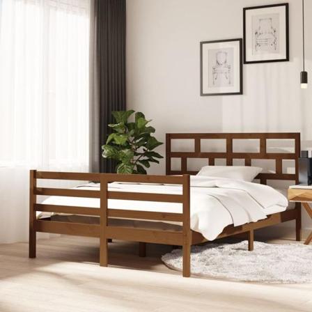 Vidaxl Sängram Honungsbrun Massiv Furu 140x200 Cm Brun